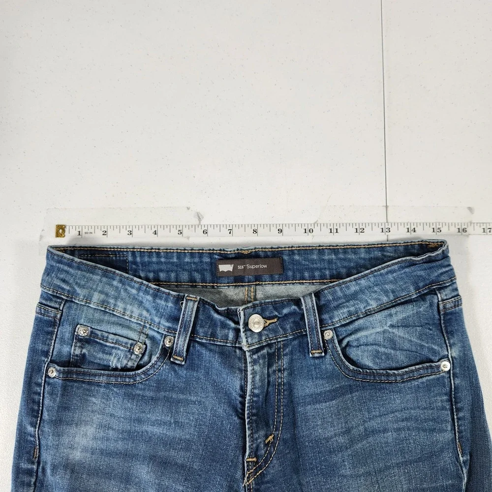 Levis 518 Superlow Bootcut Jeans‎ Womens 9M W29 L32 Medium Wash Blue 11518-0091